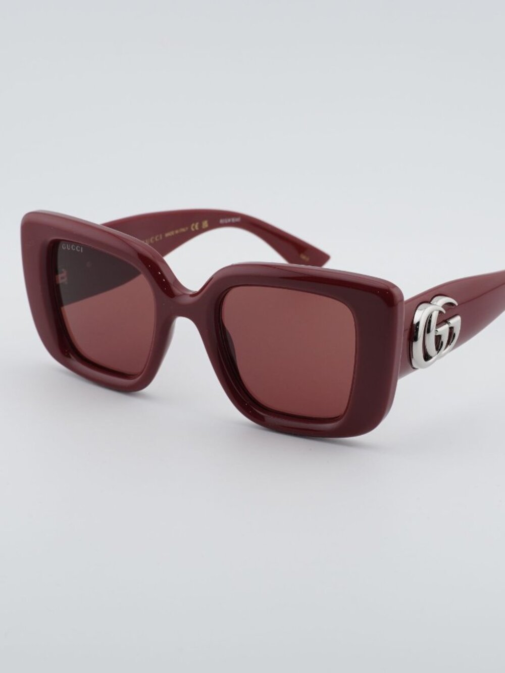 Gucci GG1975S 005 Sunglasses Burgundy Square Frame, Burgundy Lenses